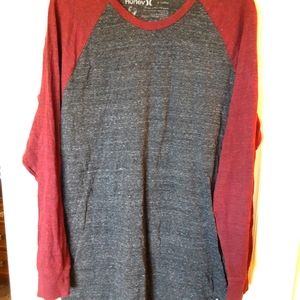 Hurley long sleeve t shirt red and grey x large vintage